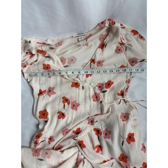 Billabong Wrap Floral Fields Midi Dress Sze XS Cream Red Flowers Prairie Cottage - Picture 11 of 11
